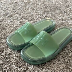 Tory Burch Green Slide Sandals